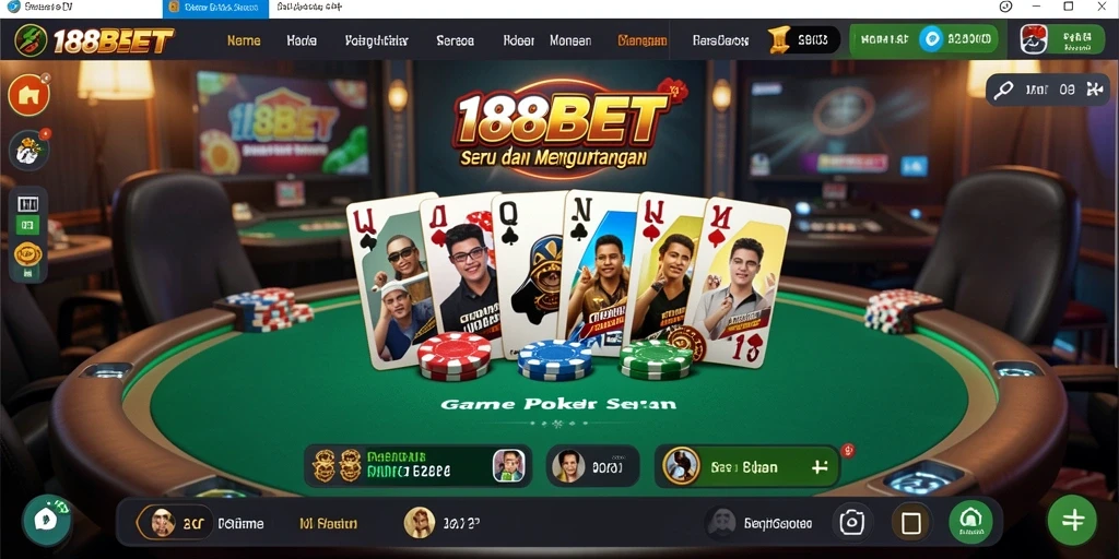 Tampilan menarik dari gameplay poker di 188BET.