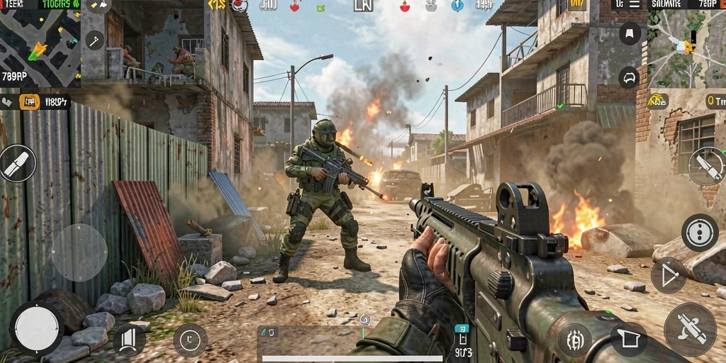 Screenshot gameplay 789RP yang menunjukkan aksi pertempuran intens.