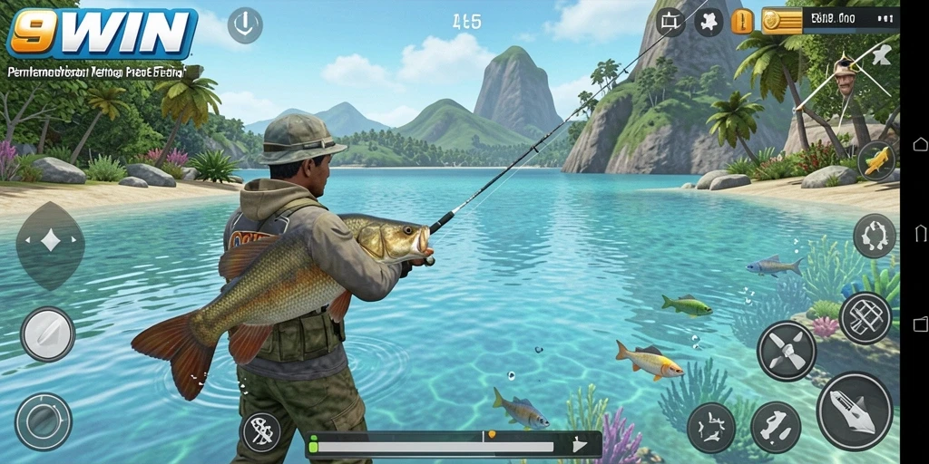 Screenshot gameplay 9WIN dengan aksi memancing yang seru.