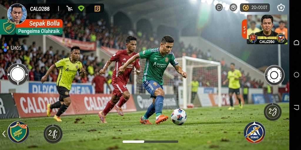 Tangkapan layar menampilkan aksi seru di lapangan sepak bola.