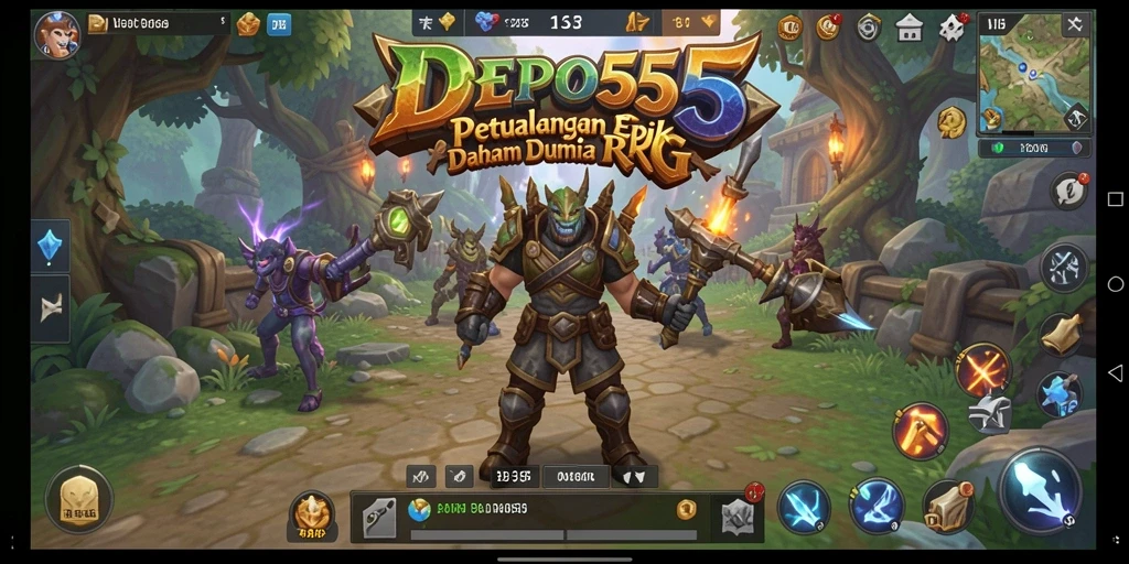 Tampilan gameplay RPG yang menarik dari DEPO555 saat bertarung dan menjelajahi dunia.