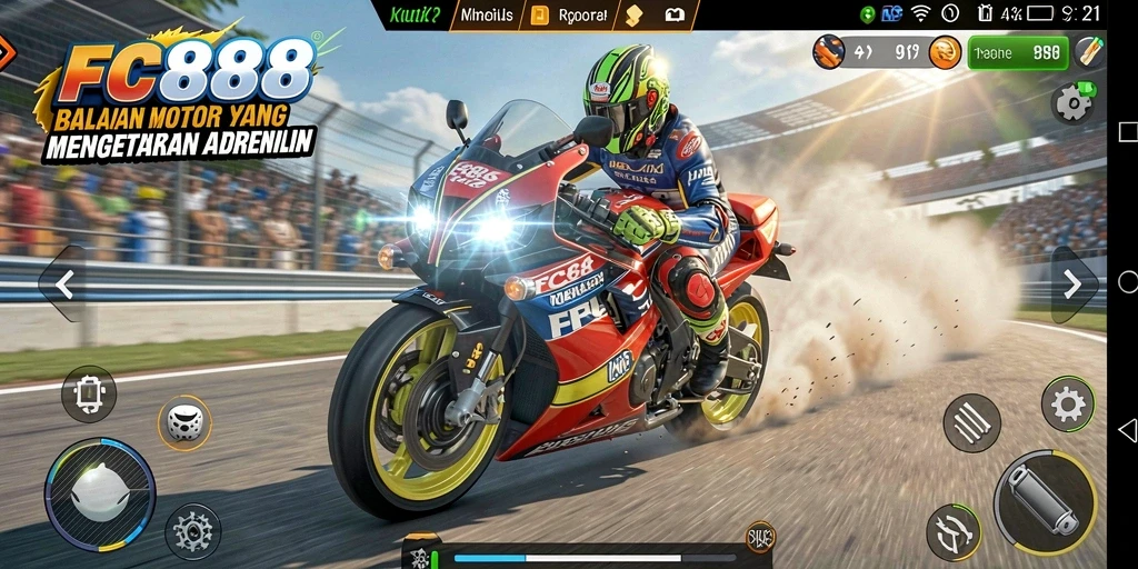 Gameplay seru balapan motor di FC888 dengan trek menantang.