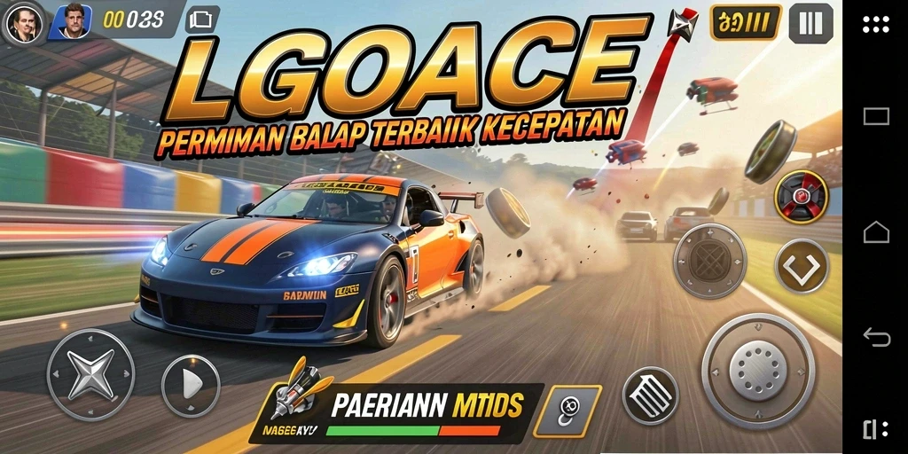Gameplay LGOACE yang mendebarkan di lintasan balap.