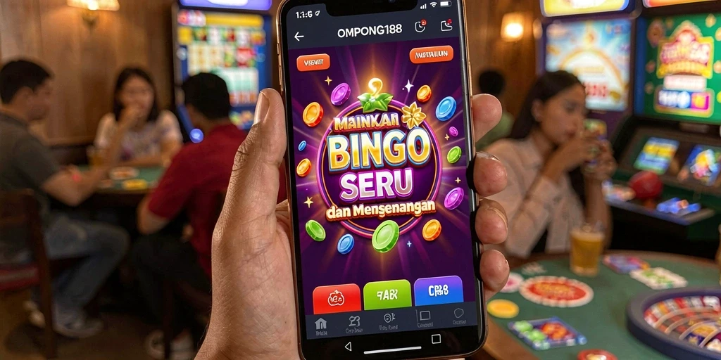 Tampilan gameplay seru di OMPONG188 dengan suasana Bingo yang menyenangkan.