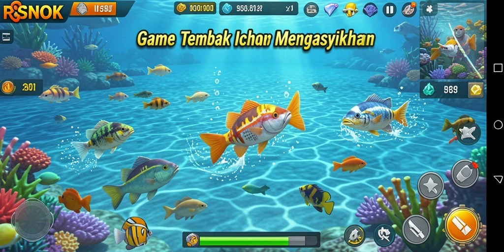 Tangkapan layar gameplay RSNOK yang mendebarkan saat menembak ikan.