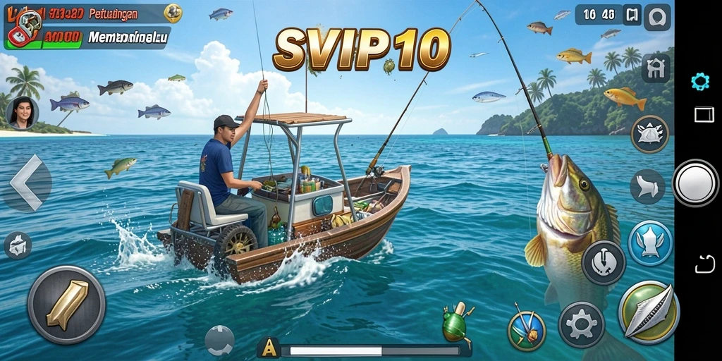 Tampilan gameplay SVIP10 dengan pengalaman memancing yang menegangkan.