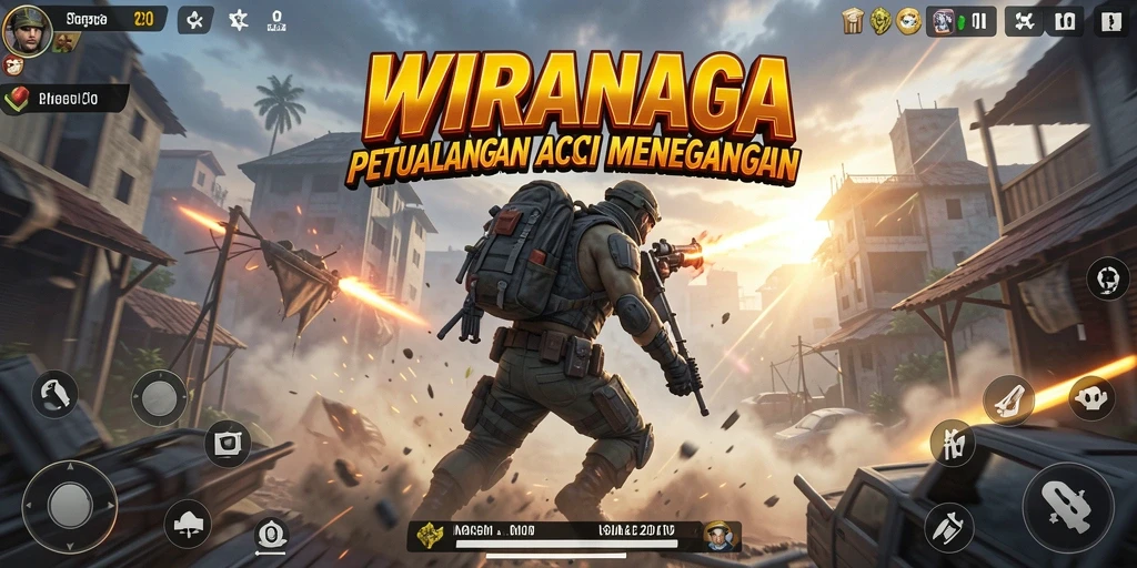 Tampilan gameplay WIRANAGA dengan aksi seru dan karakter yang menarik.